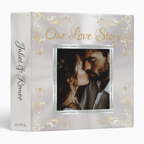 Photo &amp; Heart Wedding Album - Pearl White 3 Ring Binder
