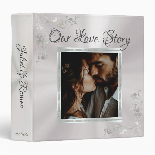 Photo & Heart Wedding Album - Pearl White 3 Ring Binder