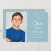 Photo Hearts Confetti First Holy Communion Thank You Card | Zazzle