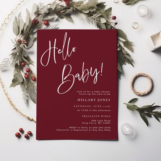 Photo Hello Baby Modern Winter Festive Baby Shower Invitation (Creator Uploaded)