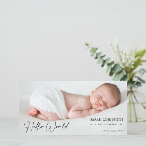 Photo Hello World Birth Announcement Photocard