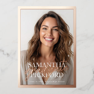 Photo High School 2026 Graduation Party Rose Gold Foil Invitation