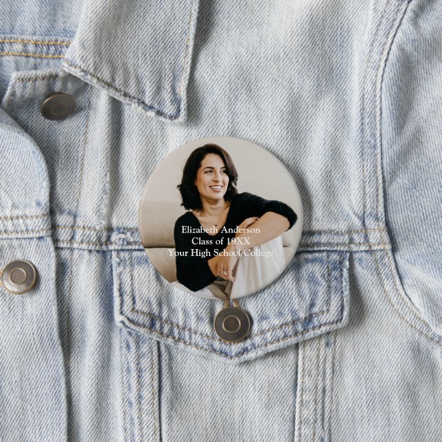 Photo High School College Reunion Personalized Button (In Situ)