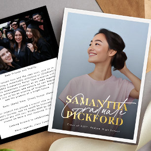 Photo High School Gold Names Graduation Party Foil Invitation