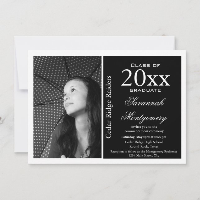 Photo High School Graduation Announcements Black (Front)