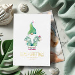 Photo Holiday Card Christmas in The Sand<br><div class="desc">Send warm wishes from the shore with this Seas and Greetings holiday card—perfect for celebrating Christmas in July 2025 or spreading cheer during your Florida holiday season. Featuring my original cute watercolor artwork of Santa in a tropical shirt, shorts, and flip flops, this coastal design captures the playful spirit of...</div>