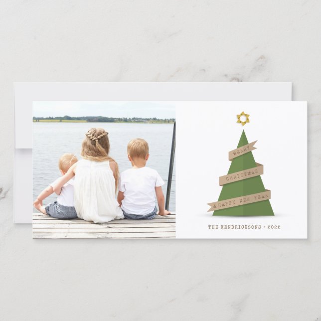 PHOTO HOLIDAY CARD | Christmas Paper Tree (Front)