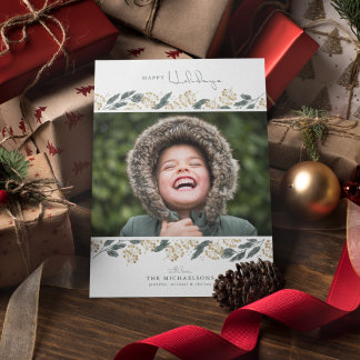 PHOTO HOLIDAY CARD | Christmas Watercolor Pines