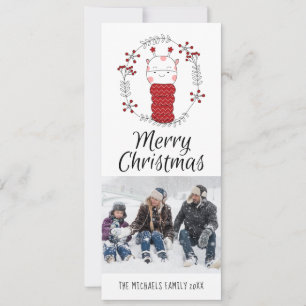 PHOTO HOLIDAY CARD   Cute Doodle Giraffe Scarf