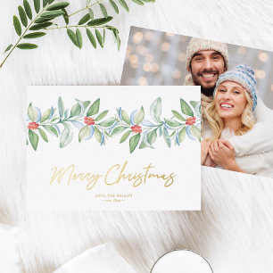 Photo Holiday Card Red Berries and Foliage
