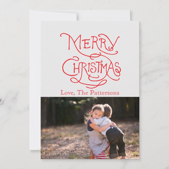 Photo Holiday Card: Typography Merry Christmas Card (Front)