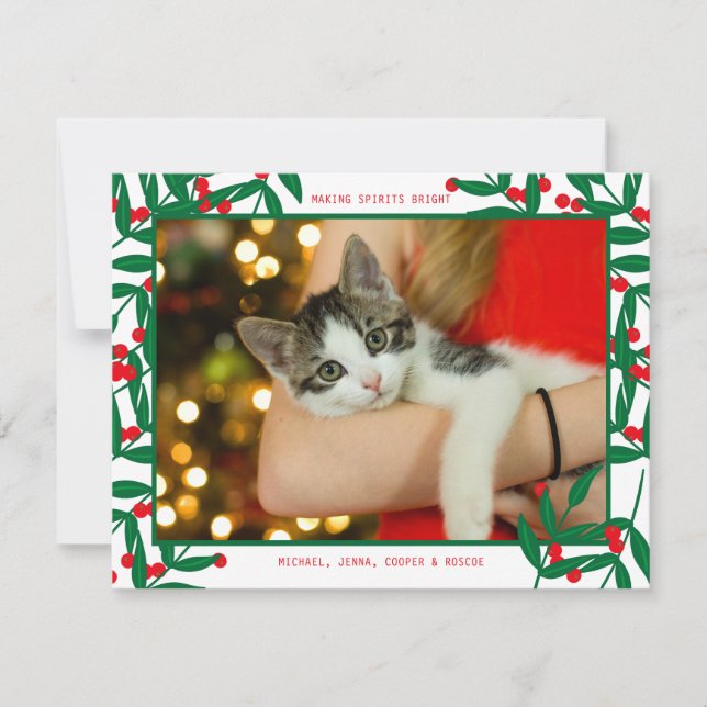 PHOTO HOLIDAY | Christmas Holly & Berries Noel (Front)