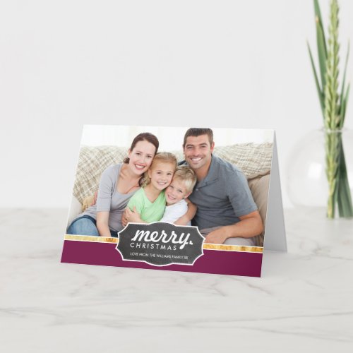 PHOTO HOLIDAY gold foil band chalkboard sign plum