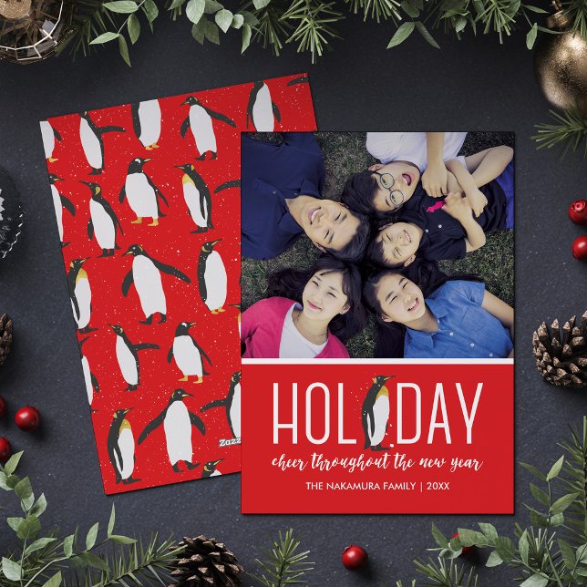 Photo Holiday Penguin Cheer Card (Creator Uploaded)