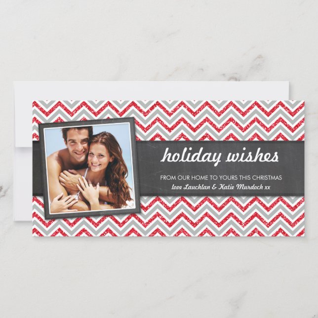 PHOTO HOLIDAY retro chevron red glitter gray (Front)