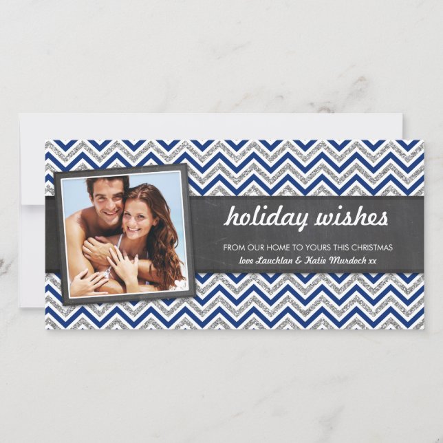 PHOTO HOLIDAY retro chevron silver glitter navy (Front)