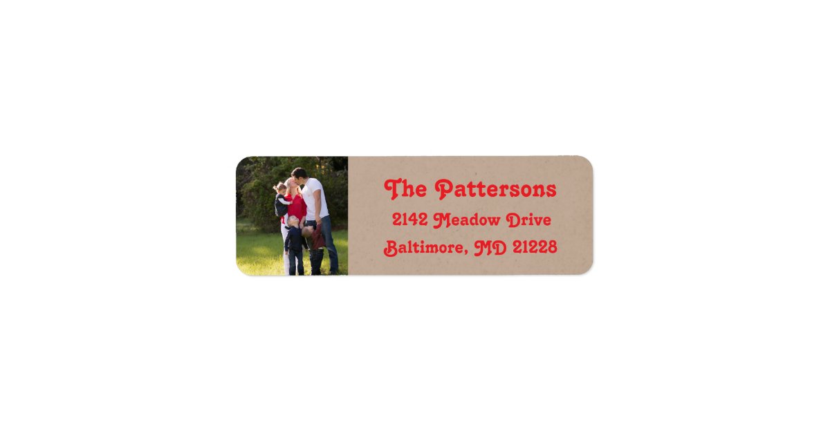 Photo Holiday Return Address Labels: Kraft Colored Label | Zazzle.com