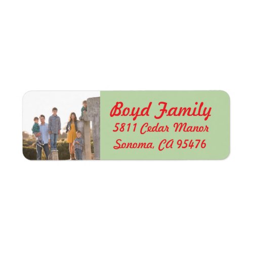 Photo Holiday Return Address Labels Red  Green Label