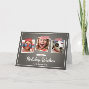Photo Holiday Wishes Christmas Chalkboard Folded Card