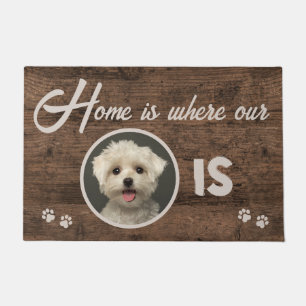 Photo Home is Where My Dog is Doormat Custom 