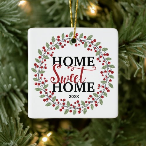 Photo Home Sweet Home Christmas Tree Ceramic Ornament