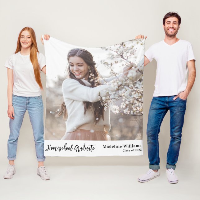 Photo Homeschool Graduation  Fleece Blanket (In Situ)