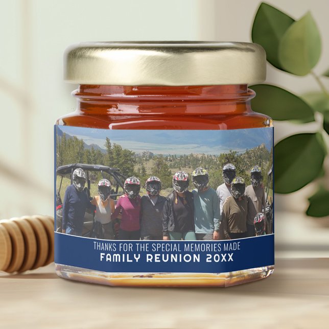 Photo Horizontal or Panoramic Family Reunion Honey Jar Favors (Custom Photo on a Honey Jar Favor)