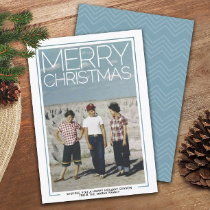 Photo - huge Merry Christmas - Modern White Border Holiday Card