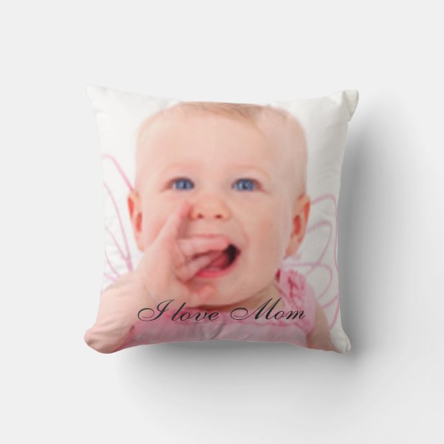 Photo "I love Mom" Gift Pillow (Front)