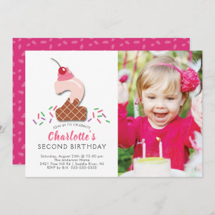 Photo Ice Cream 2ND Birthday Invitation