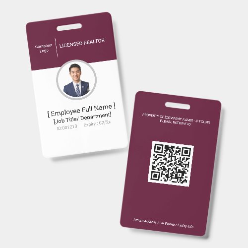 Photo ID Badge | Licensed Realtor | Pass QR Code