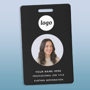 Photo ID Clean Professional Black Name Badge