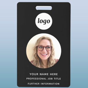 Photo ID Clean Professional Black Name Badge