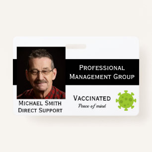 Photo ID Clip Covid Vaccinated 2 Sides ID Badge