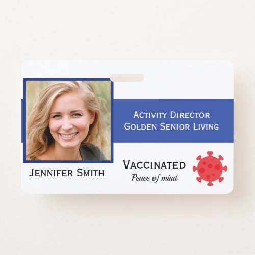Photo ID Clip Covid Vaccinated 2 Sides ID Badge