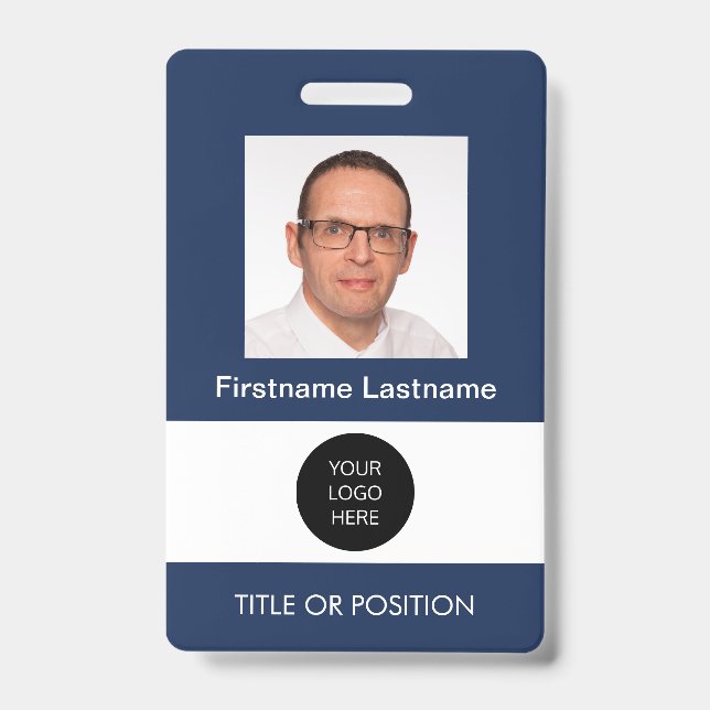 Photo ID Dark Blue Name Badge (Front)