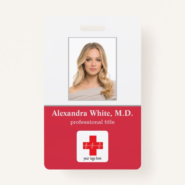 Photo ID Employee Hospital Medical Professional Badge (Front)