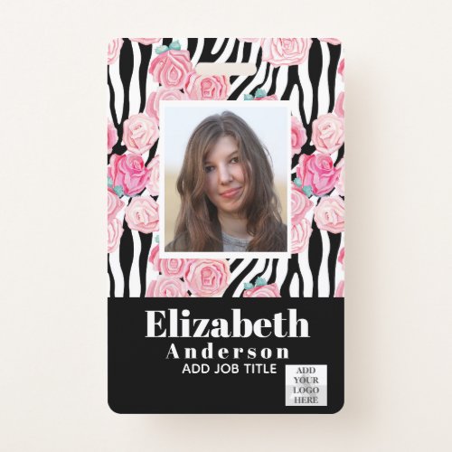 PHOTO ID _ Employee VIP Pass Girly Animal Prints Badge