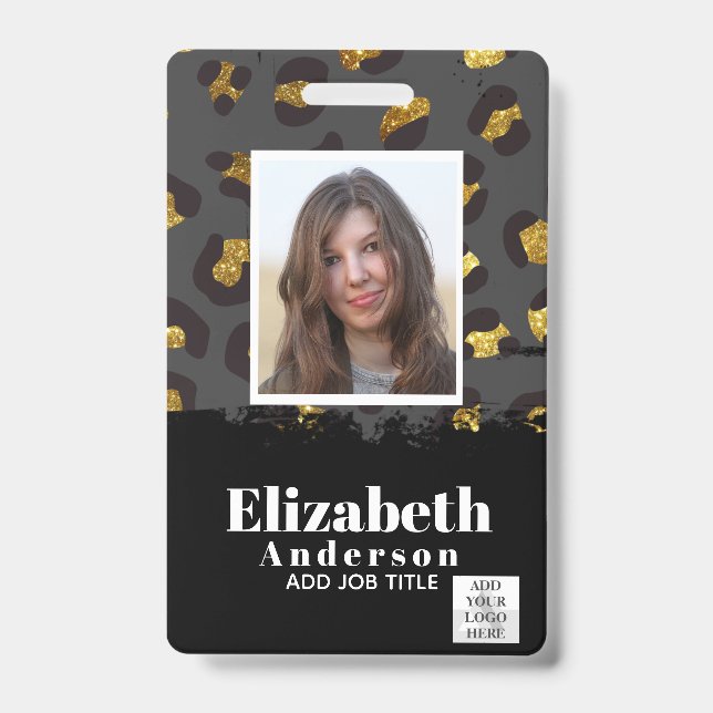 PHOTO ID - Employee VIP Pass Girly Animal Prints Badge (Front)