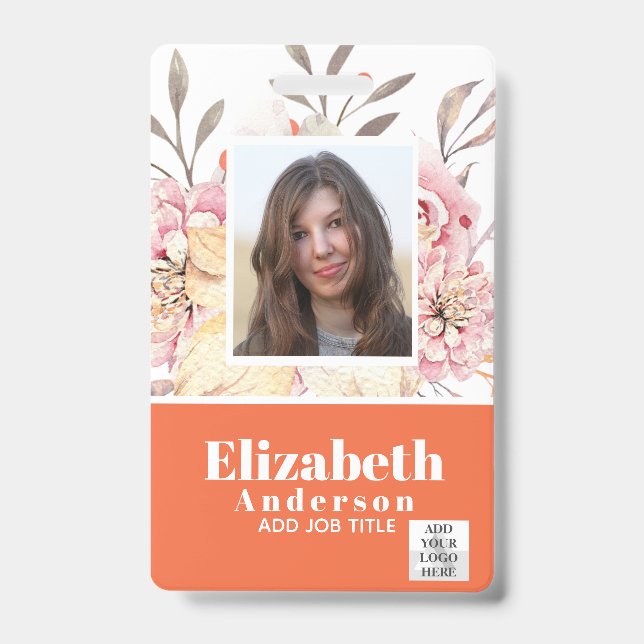PHOTO ID - Employee VIP Pass - Girly Flowers Badge (Front)