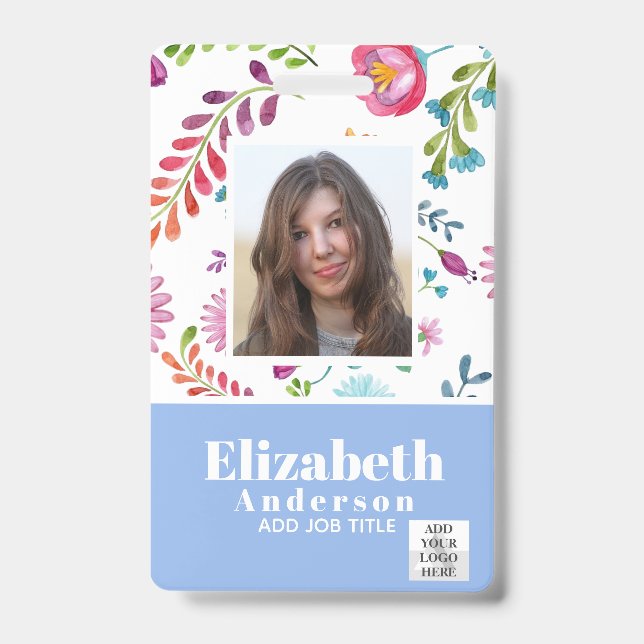 PHOTO ID - Employee VIP Pass - Girly Flowers Badge (Front)