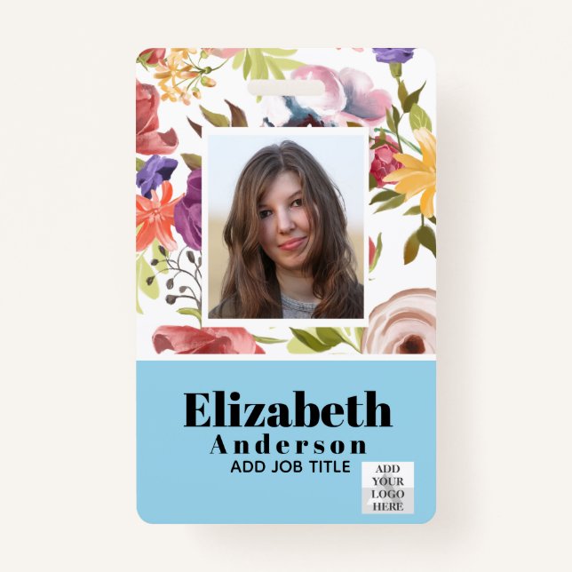 PHOTO ID - Employee VIP Pass - Girly Flowers Badge (Front)