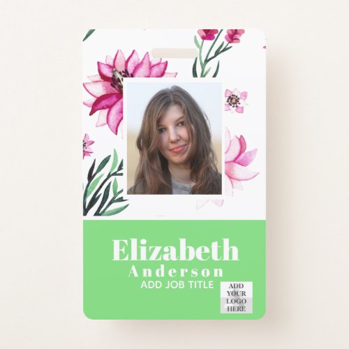 PHOTO ID - Employee VIP Pass - Girly Flowers Badge