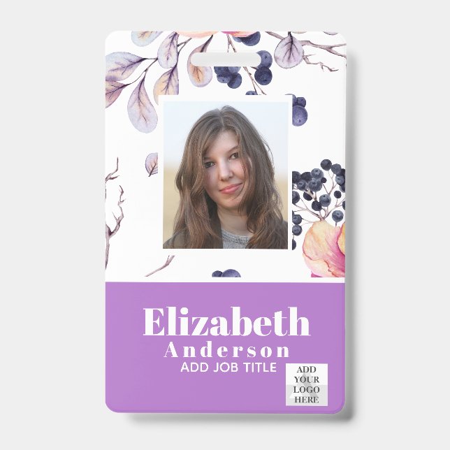 PHOTO ID - Employee VIP Pass - Girly Flowers Badge (Front)