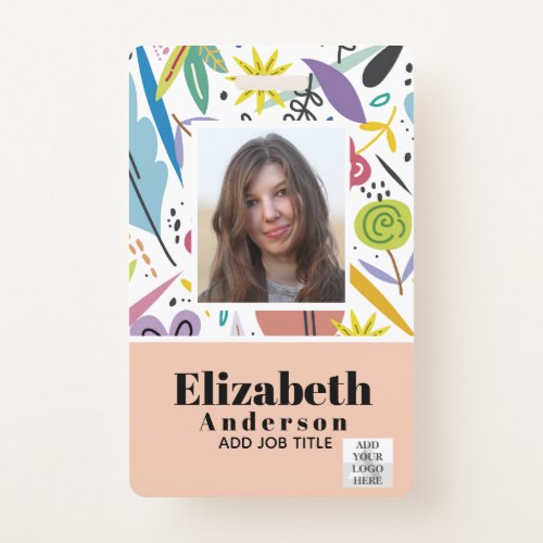 PHOTO ID _ Employee VIP Pass _ Girly Flowers Badge