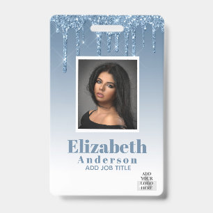 PHOTO ID - Employee VIP Pass Girly Glitter Glam Badge