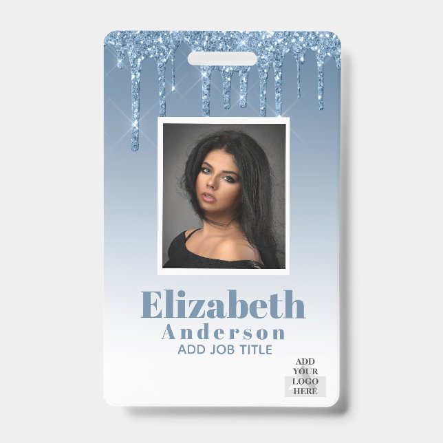 PHOTO ID - Employee VIP Pass Girly Glitter Glam Badge (Front)