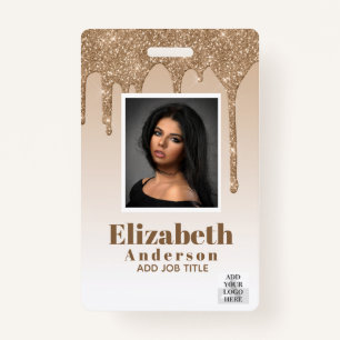 PHOTO ID - Employee VIP Pass Girly Glitter Glam Badge