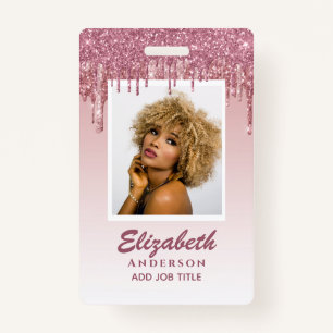 PHOTO ID - Employee VIP Pass Girly Glitter Glam Badge