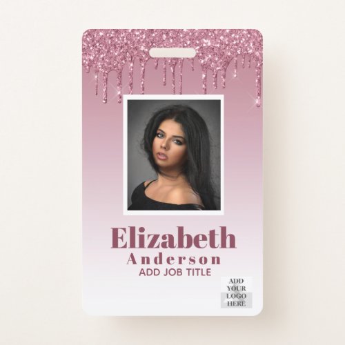 PHOTO ID - Employee VIP Pass Girly Glitter Glam Badge